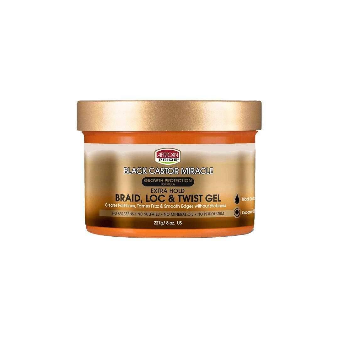 African Pride Black Castor Miracle Braid Loc & Twist Gel 227g